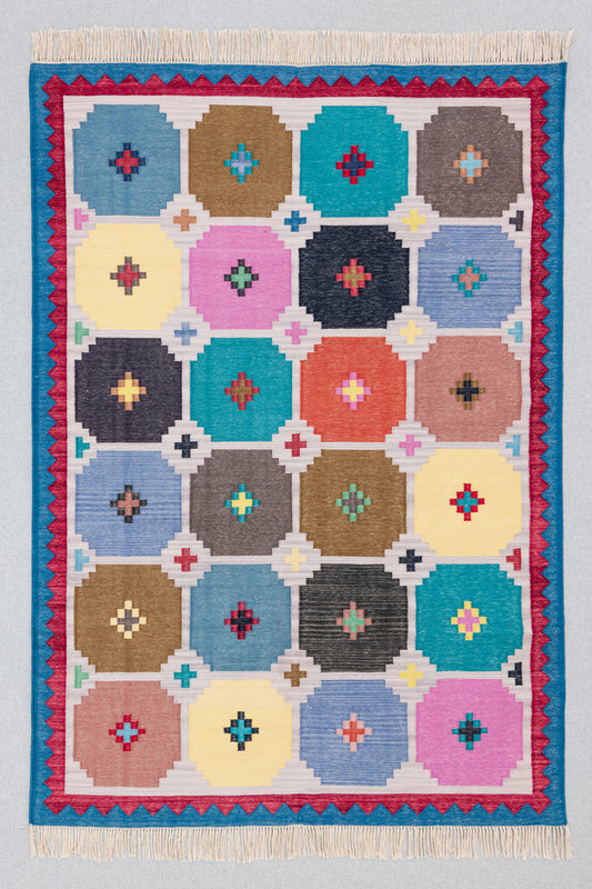 Handwoven Geometric Rug [cells]