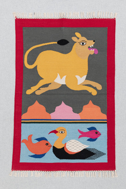 Handwoven Pictorial Rug [lioness]