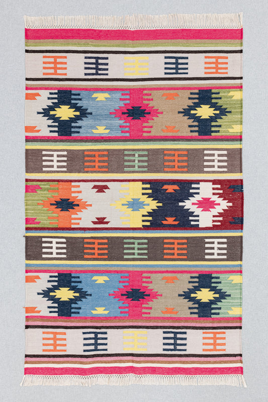 Handwoven Geometric Rug [radiant diamonds]